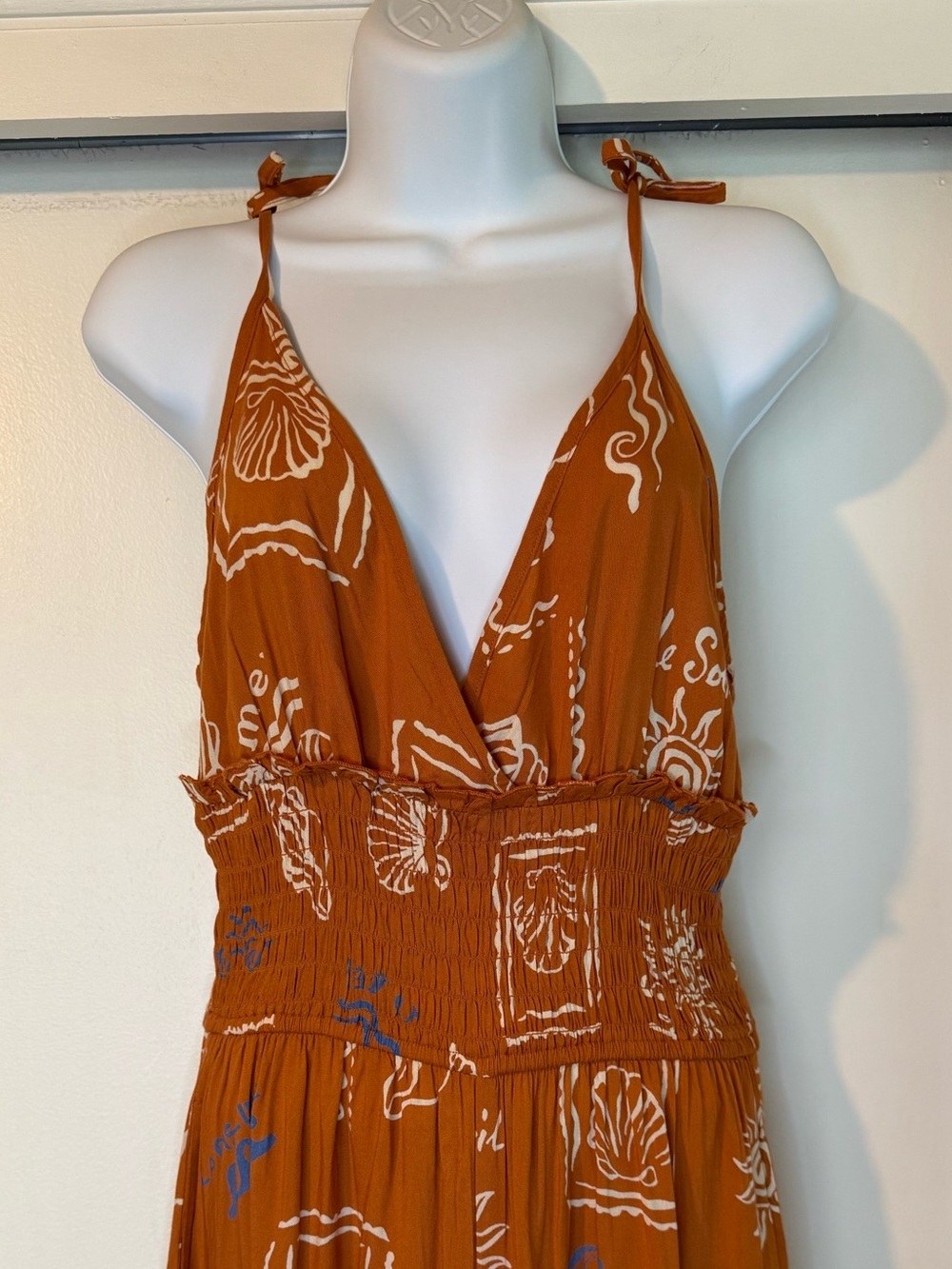 Patrons of Peace Rust Jumpsuit with White Print - Picture 6 of 15